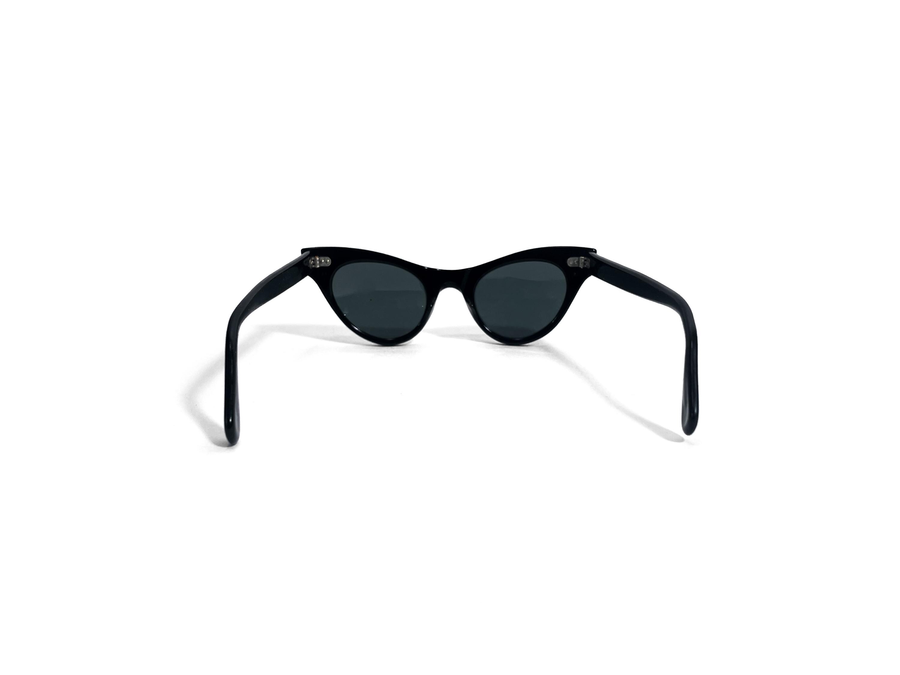 Vintage 1950s Imperical Optical Black Jeweled Cat Eye Sunglasses G 
