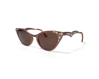 Gafas de sol ópticas Jason vintage de los años 60, de aluminio bronce, estilo ojo de gato, 46-20