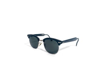 Vintage 1950s Shuron Ronsir Gray Wood Clubmaster Sunglasses Gray