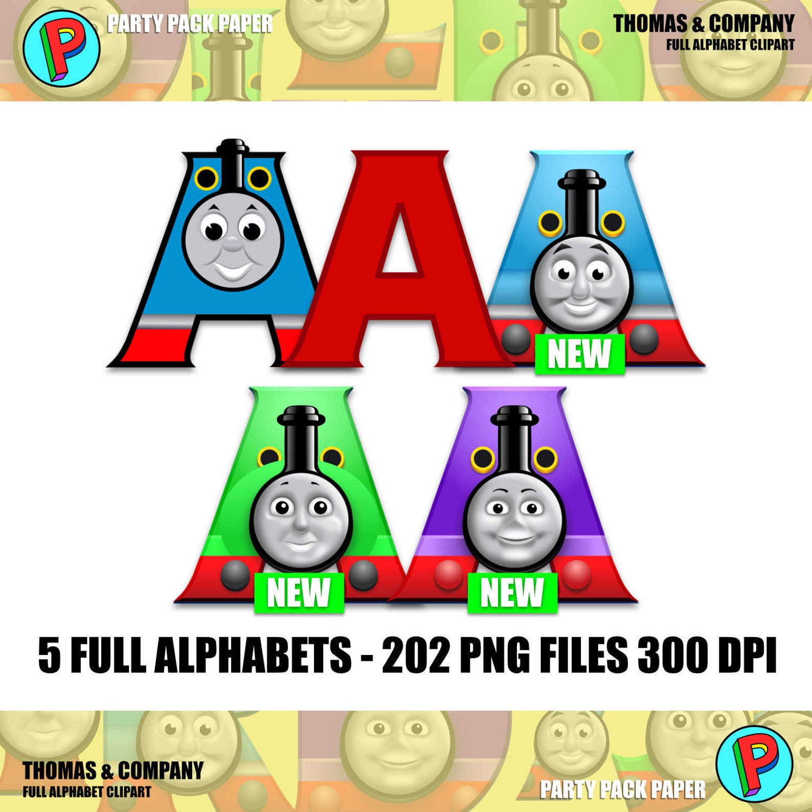 Thomas and Company Full Alphabet Clipart 202 png files 300 | Etsy