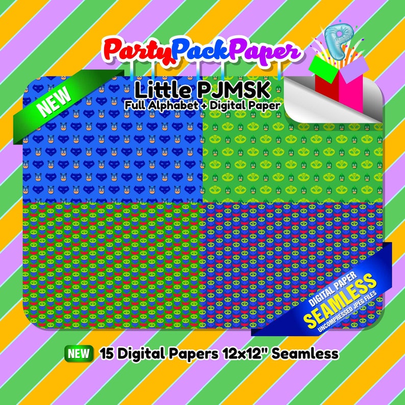pj masks full alphabet clipart updated may 2020 216 png etsy