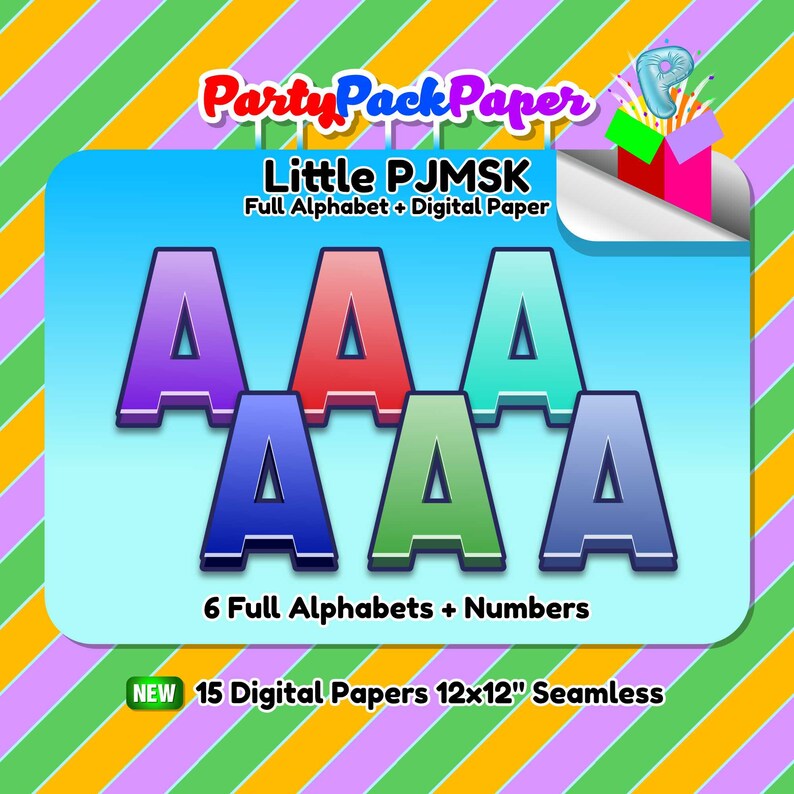 pj masks full alphabet clipart updated may 2020 216 png etsy