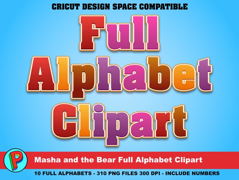 Masha and the Bear Full Alphabet Clipart 10 Full Alphabets Etsy