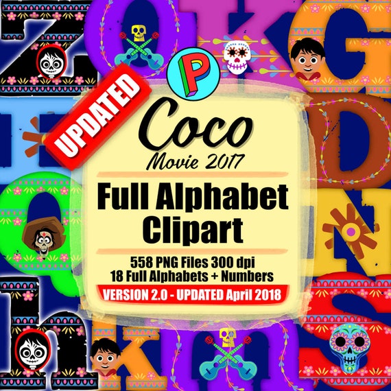 Coco Movie 2017 Full Alphabet Clipart 558 png files 300 | Etsy