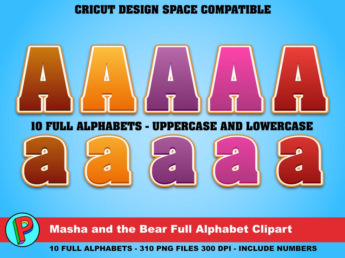 Masha and the Bear Full Alphabet Clipart 10 Full Alphabets | Etsy