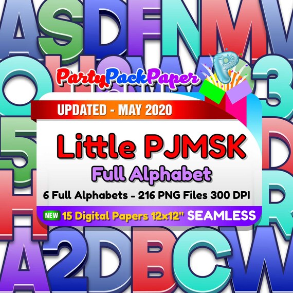 pj masks full alphabet clipart updated may 2020 216 png etsy