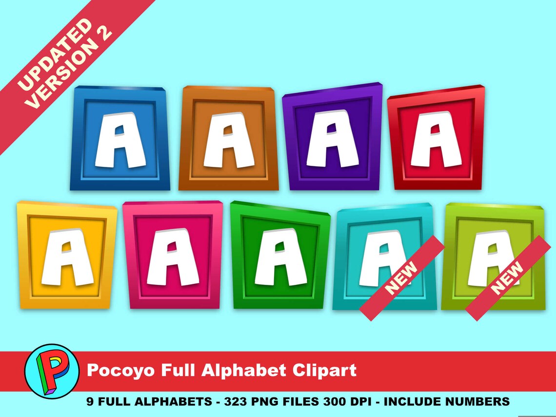Pocoyo Alphabet Clipart 327 png files 300 dpi Updated | Etsy