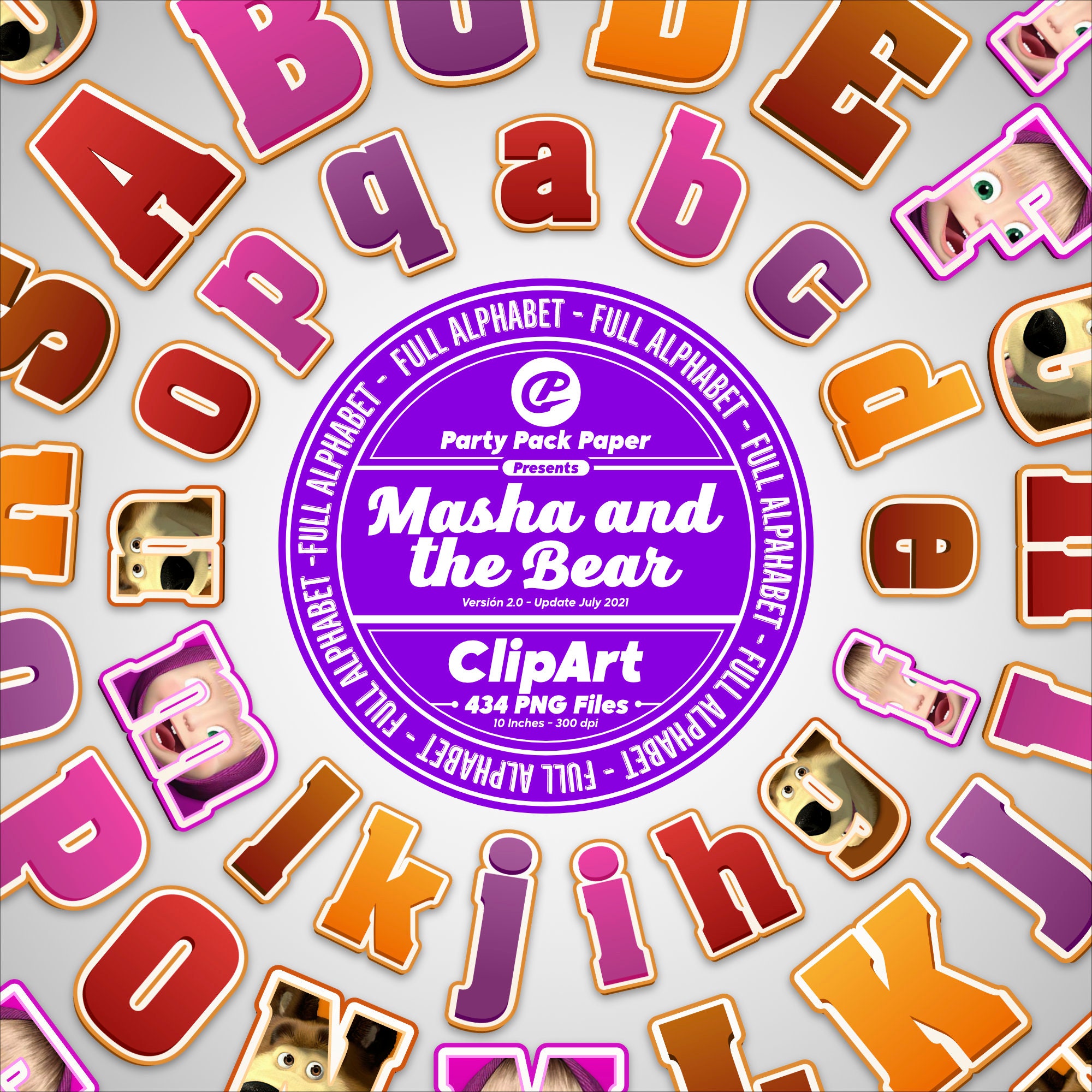 Masha and the Bear Full Alphabet Clipart 14 Full Alphabets Etsy