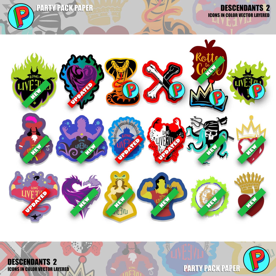 Descendants 2 Icons Vector Graphics Layered for Vinyl and | Etsy