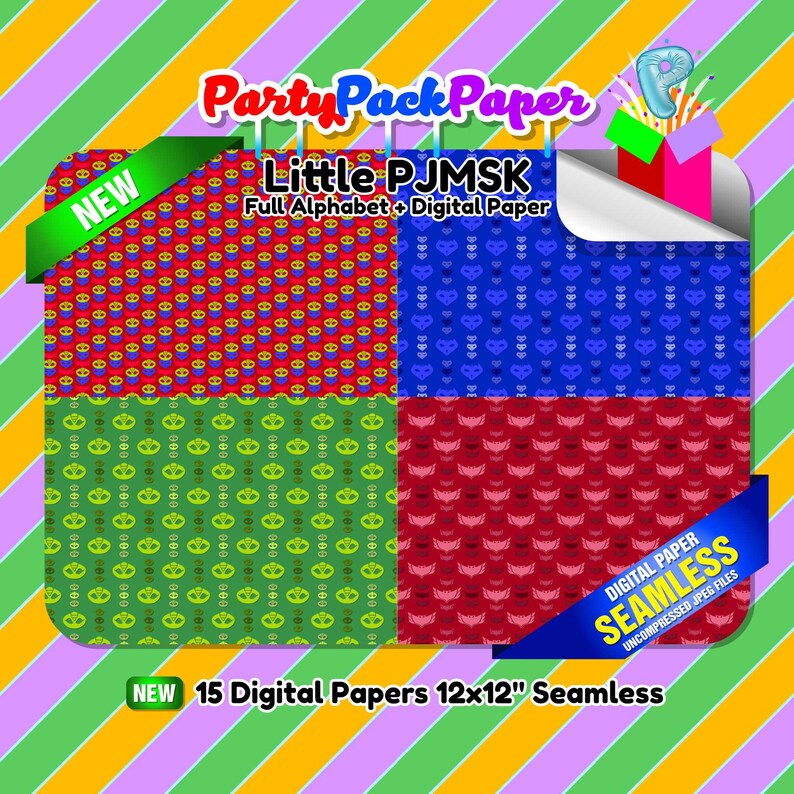 pj masks full alphabet clipart updated may 2020 216 png etsy