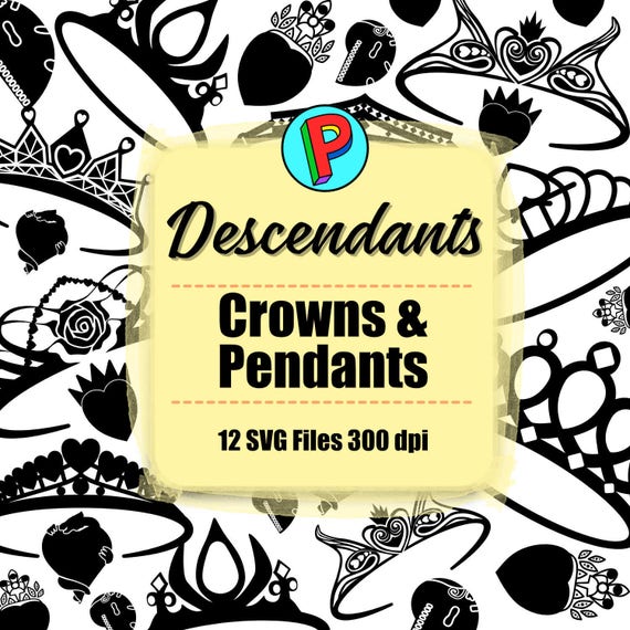 Download Descendants 2 Crowns And Pendants 12 Svg Files 300 Dpi Etsy