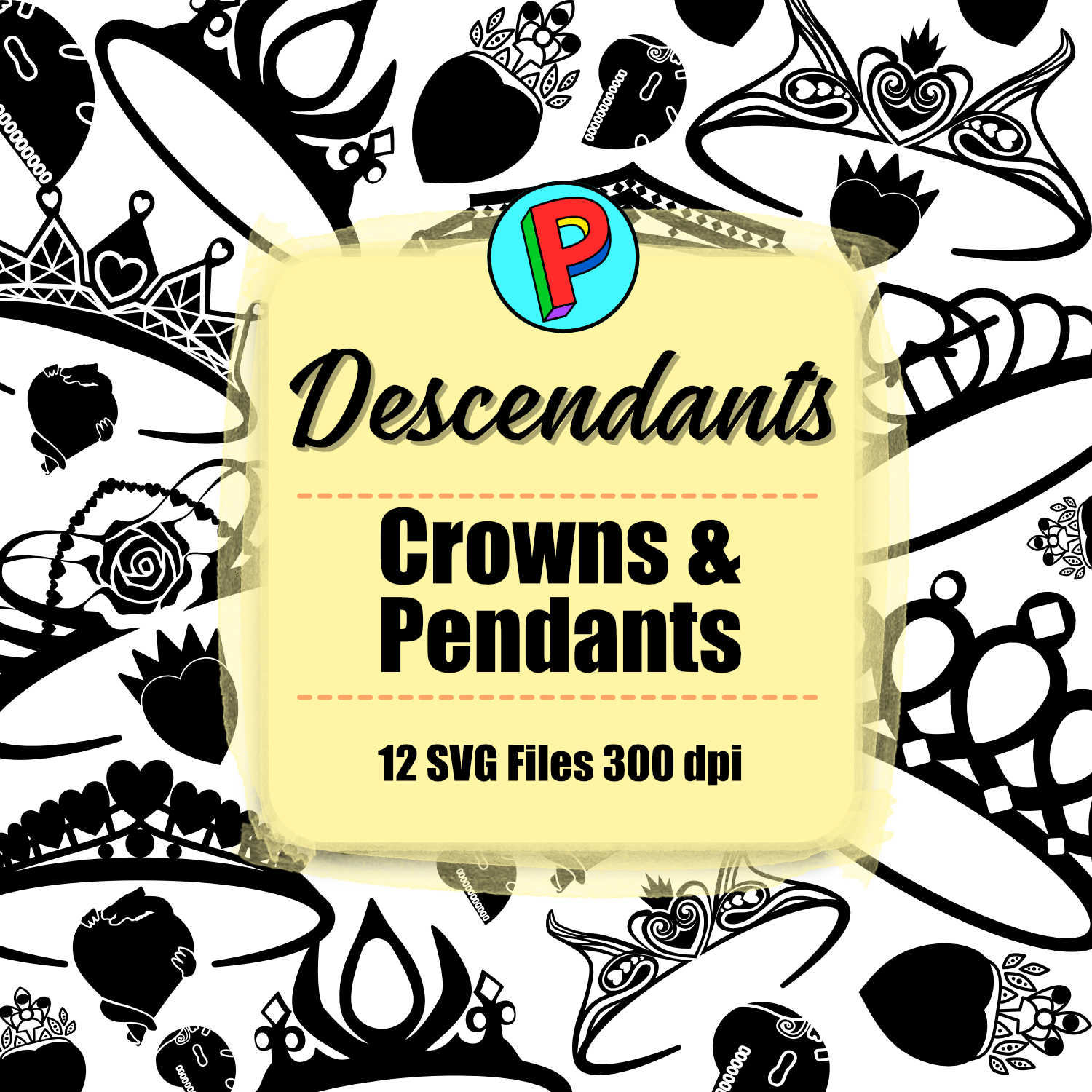 Download Descendants 2 Crowns and Pendants 12 SVG Files 300 dpi | Etsy