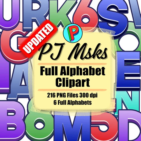 pj masks full alphabet clipart updated january 2018 216 etsy