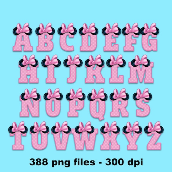 baby minnie mouse alphabet clipart 12 designs 12 full etsy