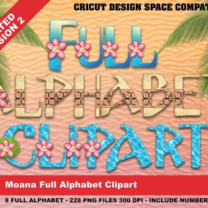 moana full alphabet clipart 8 full alphabets 288 png etsy