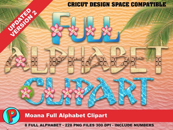 moana full alphabet clipart 8 full alphabets 288 png etsy