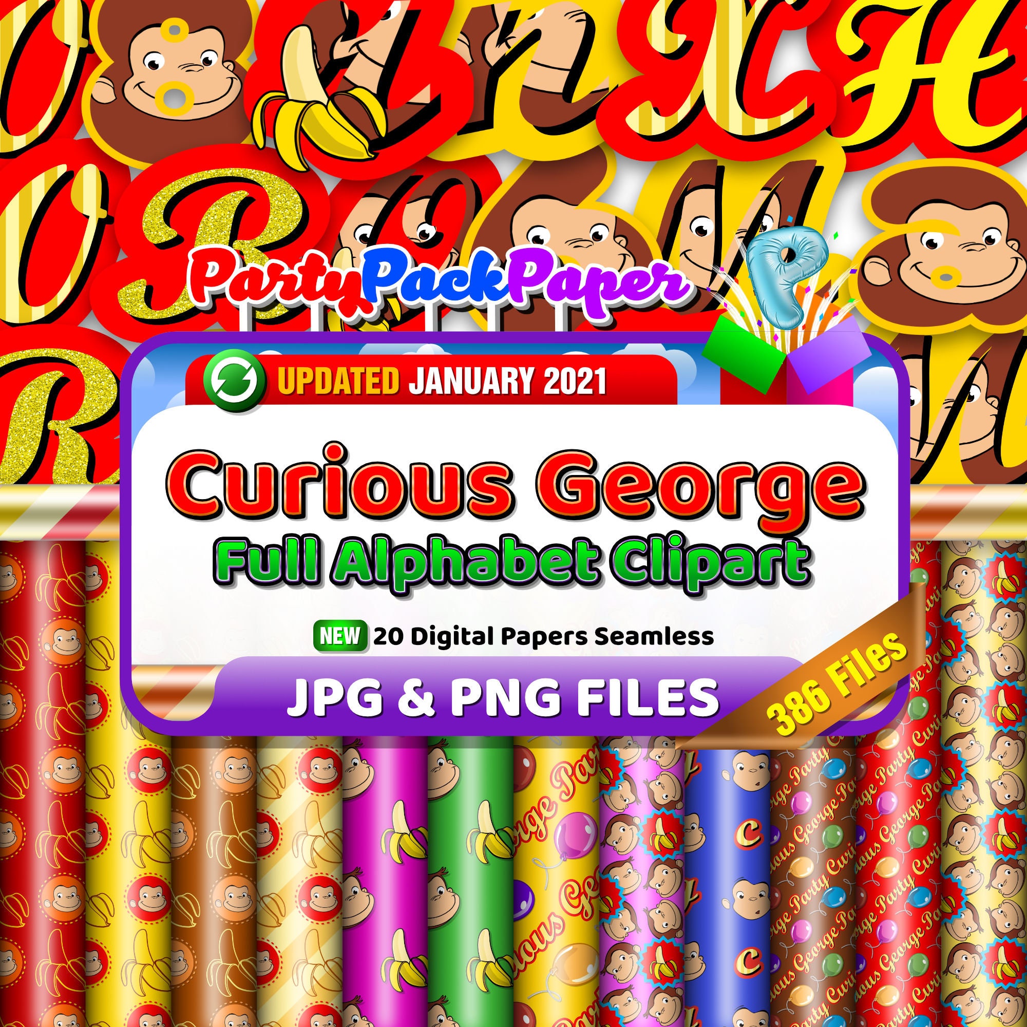 Curious Full Alphabet Clipart Digital Paper Etsy
