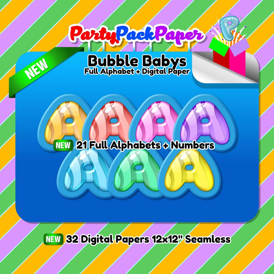 Bubble Guppies Alphabet Clipart Digital Paper 974 files | Etsy