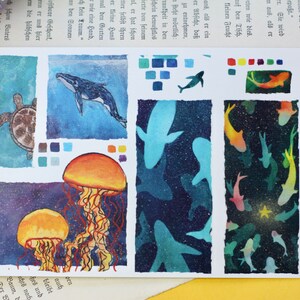 Postkarte - Tiere im Ozean - Colorful Ocean - Gouache Illustration - Sketchbook Collection