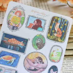 Stickerbogen - Gallery Wall - Schöne Illustrationen im Rahmen - Bullet Journal - Eigene Illustrationen