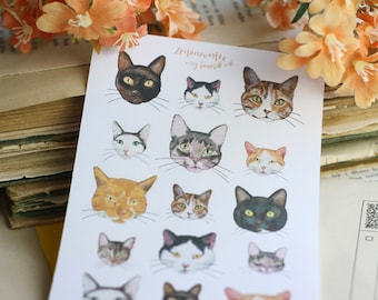 Stickerbogen - Meine liebsten Katzen - Katzenkopf illustrationen - Bullet Journal - Eigene Illustrationen