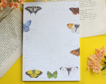 Notepad - butterflies - stationery - DIN A5 - 50 pages - squared