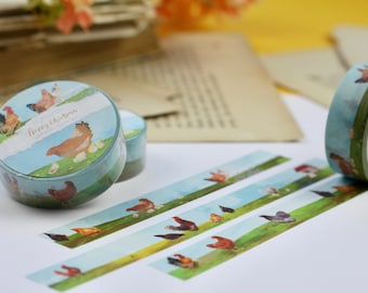 Washi Tape - Glückliche Hühner - Eigene Illustrationen