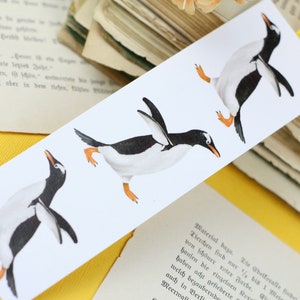 Lesezeichen - Eselspinguine - Pinguin im Schnee - Geschenk - Aquarell Illustration