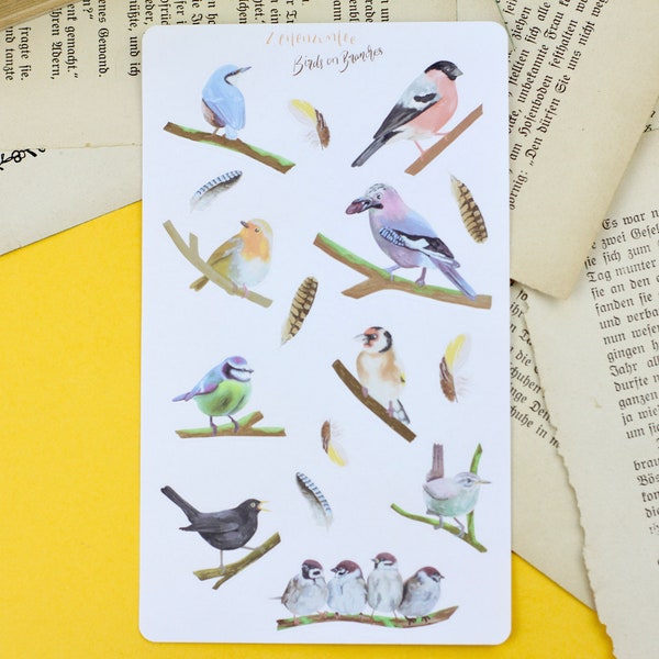 Stickerbogen - Birds on Branches - Vögel - Bullet Journal