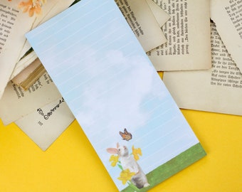 Notepad - rabbit with flower - DIN long - 50 pages - lined