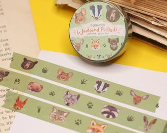 Washi tape - Bosgezichten - Bosdieren - Originele illustraties