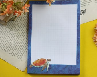 Notepad - sea turtle - stationery - DIN A5 - 50 pages - squared