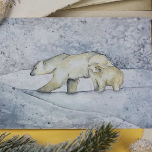 Postkarte - Eisbären - Aquarell Illustration - Geburtstagskarte - Weihnachtskarte - Eigene Illustration