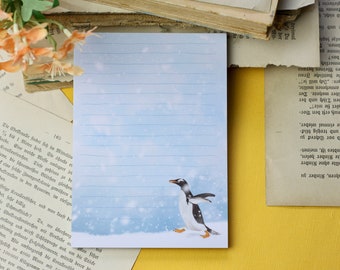 Notizblock - Pinguin im Schnee -  A6 - 50 Seiten - Eselspinguin - Aquarell Illustration
