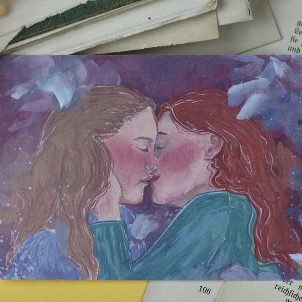 Postkarte - Gefühlsvoller Kuss