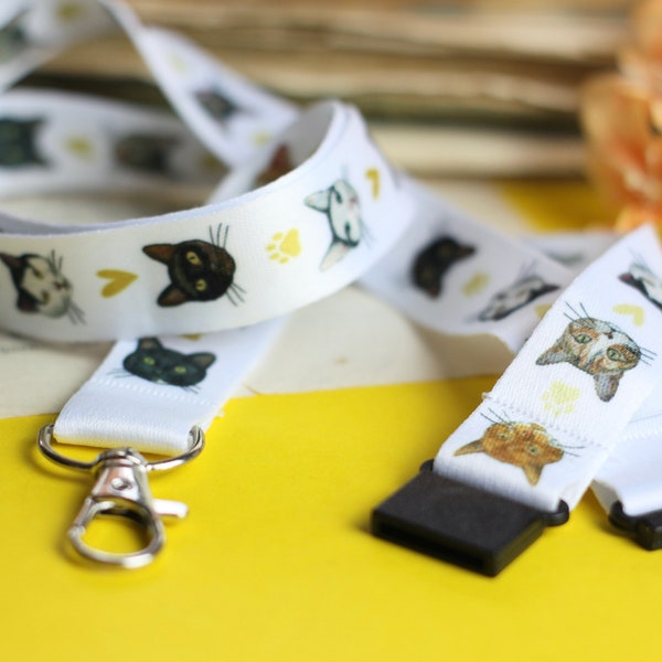 Lanyard - My favorite cats - Cat heads - Safety lock - Own illustrations