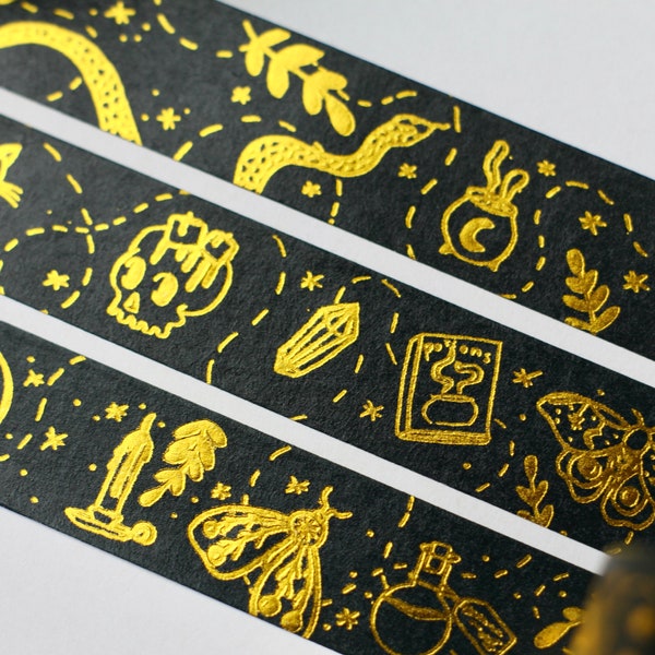 Washi Tape - Magical Illustrations - Wizardry and Witchcraft - Gold Foil