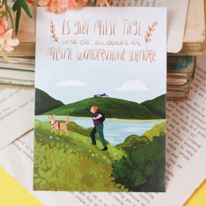Postkarte - Miese Tage Wanderschuhe - Wandern - Spruch - Eigene Illustration