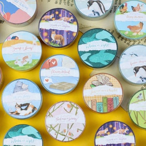 Washi Tape - Set van 5 - Normaal en goud verijdeld - Eigen illustraties - VERKOOP - Besparingsprijs - Bundel