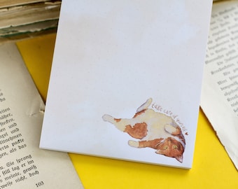 Notepad - Sleeping cat with saying - Take care - A6 - 50 pages - Own illustrations