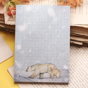 Notizblock - Eisbären im Schnee -  A6 - 50 Seiten - Nordpol Arktis - Winter - Aquarell Illustration