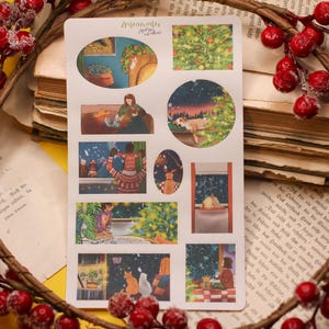 Stickerbogen - Christmas Windows - Gemütliche Weihnachten - Bücher - Bullet Journal - Adventskalender befüllen - Briefe dekorieren - Penpal