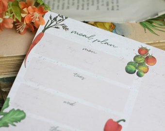 Notepad - Weekly Planner Menu - Meal Plan - What am I cooking - Vegetables - DIN A5 - 50 pages