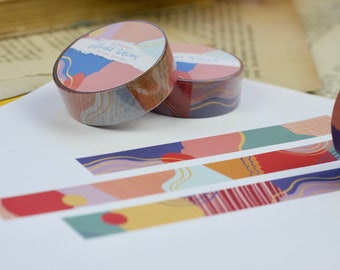 Washi Tape - Farbenfrohes Muster - Papierklebeband - Eigene Illustrationen - Adventskalender befüllen