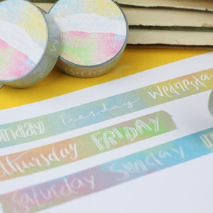 Washi Tape - Pastel Weekdagen - Bullet Journal Benodigdheden - Papieren Plakband - Aangepaste Illustraties