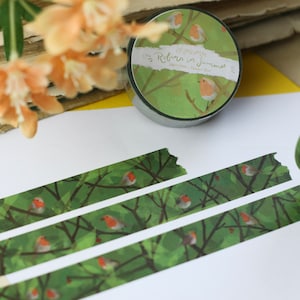 Washi Tape - Roodborstjes in de zomer - Eigen illustraties