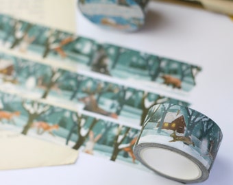 Washi Tape - Winter Forest - 10mx25mm - Own illustrations