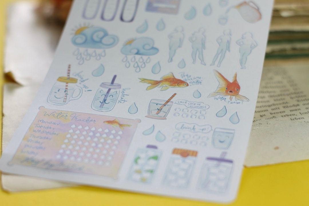 Sticker Sheet - Water Tracker - Stay Hydrated - Functional Stickers ...