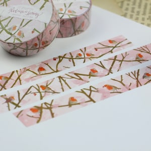 Washi Tape - Roodborstjes in de lente - Eigen illustraties