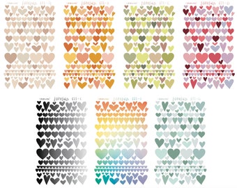 Sticker sheet - Essentials 011 - Hearts - Various colors - Bullet Journal, Planner - Own illustrations